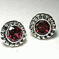 5388: Silver Setting pink,red rhodolite  post earrings