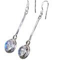 549: white moonstone  danglers earrings