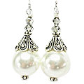 5636: white, cream pearl  gothic-medieval earrings