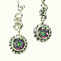 5975: Silver Setting green,purple mystic quartz earrings