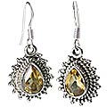 Design 5996: yellow citrine drop, gothic-medieval earrings