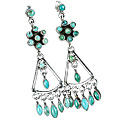 Design 6018: black,green turquoise chandelier earrings