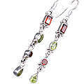 6024: green,red garnet  drop earrings