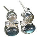 6327: Silver Setting gray, blue, silver labradorite  post earrings