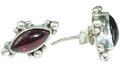 6334: Silver Setting red garnet gothic-medieval earrings