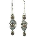 6340: brown, silver smoky quartz earrings