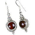 6350: brown, silver jasper earrings