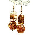 Design 6365: brown,yellow galaxy quartz earrings