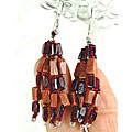 Design 6370: brown,red garnet multistrand earrings