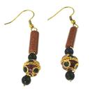 6372: brown, blue, red, green tiger eye earrings
