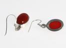 6373: green, orange carnelian earrings