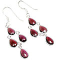 Design 6384: red garnet chandelier earrings