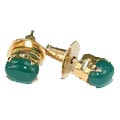 6413: Silver Setting green onyx  post earrings