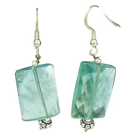 6422: Beaded green aquamarine earrings