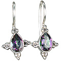 6429: blue, red, green mystic topaz  drop earrings