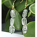 6433: Beaded gray rotile earrings
