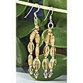 6437: Silver Beaded yellow citrine  multistrand earrings