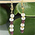 6441: Beaded red,white pearl earrings