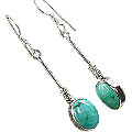 6451: Silver Setting blue,green turquoise  drop earrings