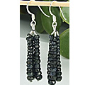 6455: Beaded black sapphire earrings