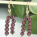 6456: Beaded red garnet  multistrand earrings