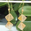 6459: Beaded orange,yellow aventurine earrings