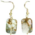 6463: brown, white, gold galaxy quartz earrings