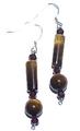 6465: Beaded brown,red tiger eye earrings