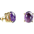 649: Gold Polish purple,yellow amethyst  post earrings