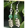 6495: green, silver aventurine earrings