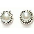 6893: white pearl  post earrings
