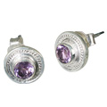 697: Silver Setting purple amethyst  gothic-medieval earrings