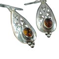 7104: Silver Setting yellow amber  american-southwest earrings
