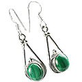 7109: green malachite  drop earrings