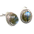 7112: Silver Setting gray, silver labradorite  post earrings
