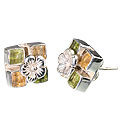 7134: Silver Setting multi peridot  art-deco earrings