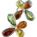 7150: Silver Setting multi-color amber  flower earrings