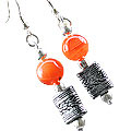 7291: Beaded orange carnelian earrings