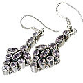 7826: Silver Setting Purple amethyst estate earrings
