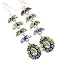 Design 7854: green,yellow multi-stone chandelier, ethnic earrings