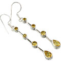7859: Silver Setting yellow citrine earrings