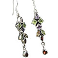 Design 7865: green,purple multi-stone earrings