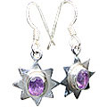7869: Silver Setting purple amethyst  star earrings