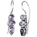 7872: Silver Setting purple amethyst contemporary earrings