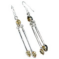 7905: Silver Setting Yellow citrine  drop earrings