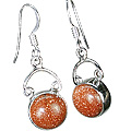 7917: Silver Setting Rust goldstone earrings