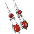 7923: Silver Setting Red carnelian earrings