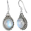 7925: Silver Setting white moonstone earrings