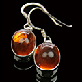 7938: Silver Setting Orange amber earrings