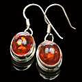 7940: Silver Setting Orange amber earrings